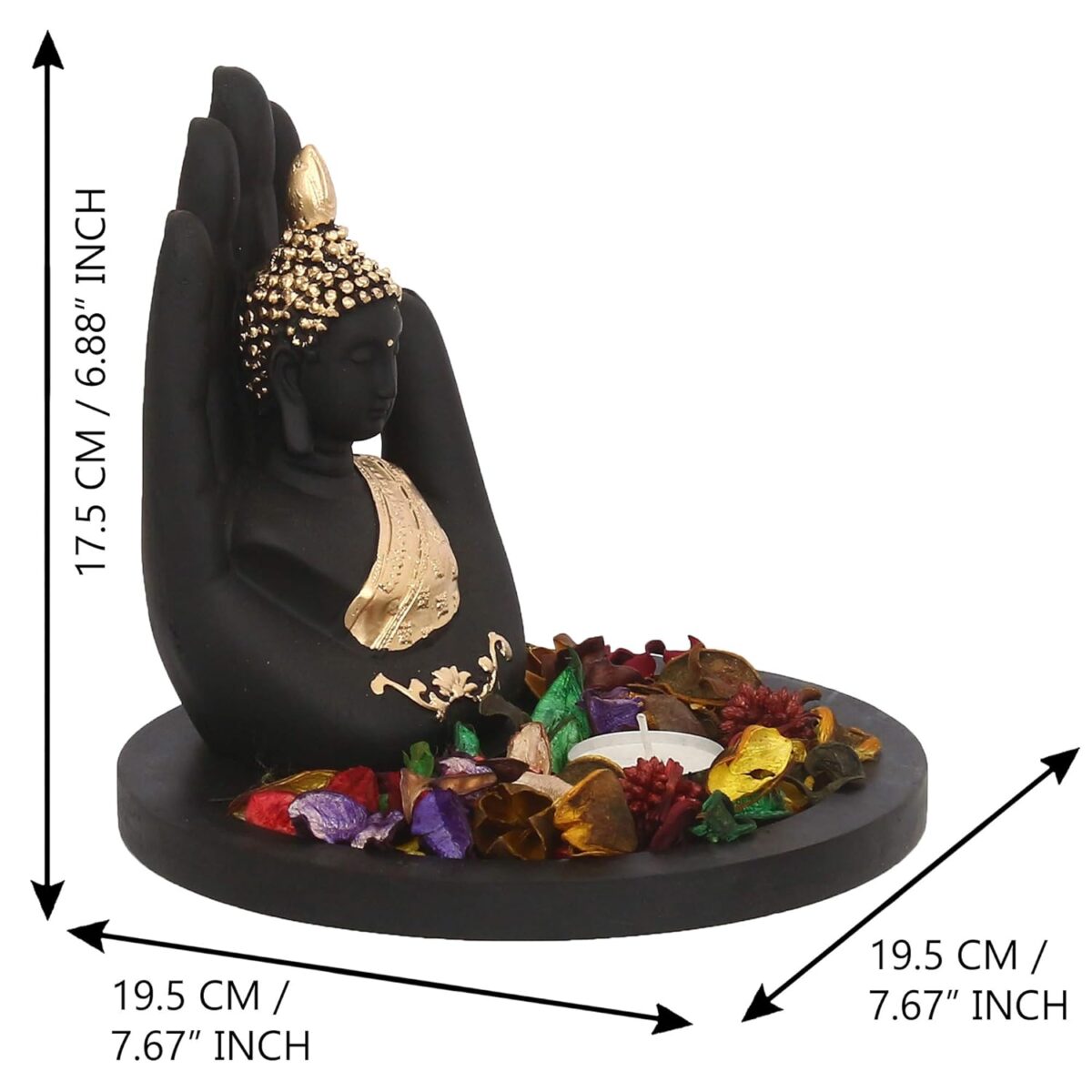 Buddha Statue (Black and Golden Polyresin Palm ) - Image 4